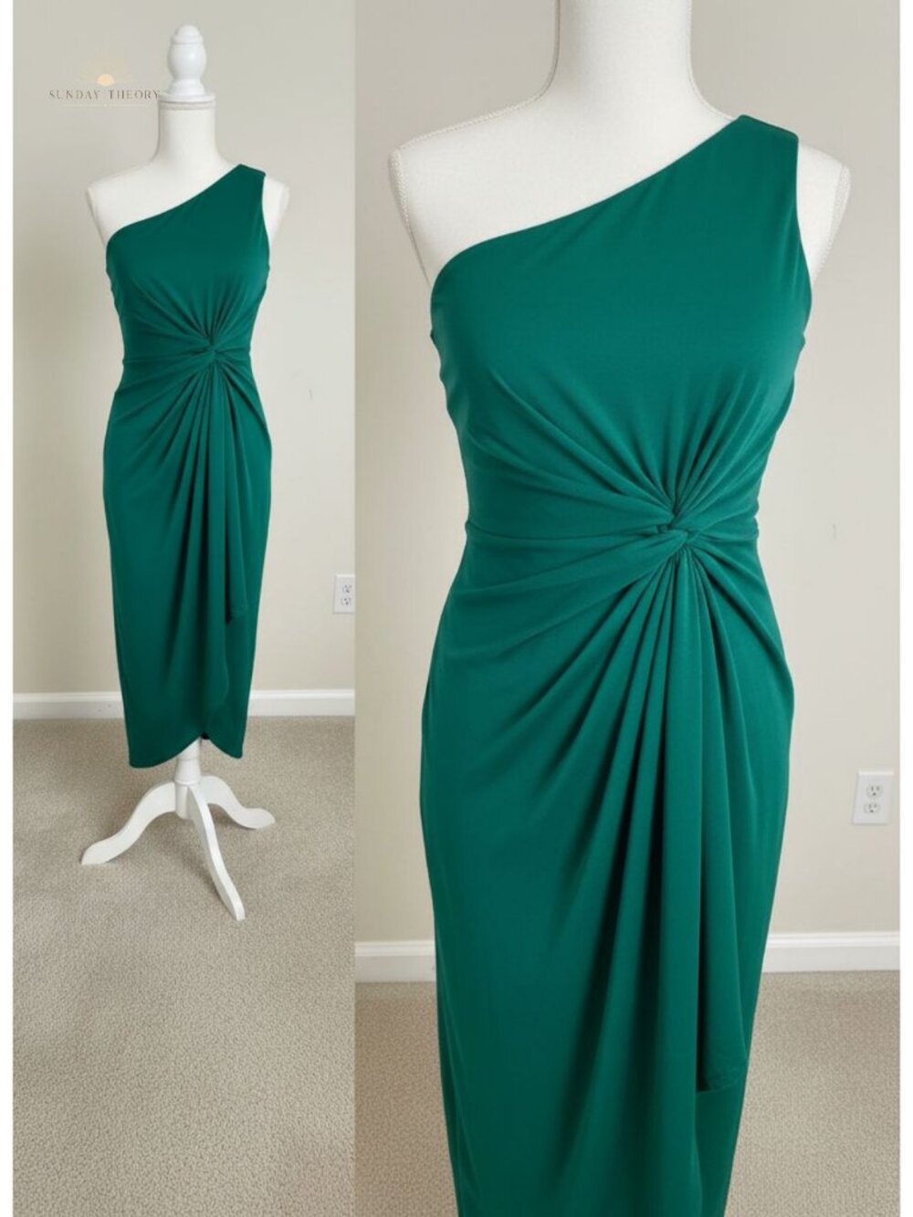 One Shoulder Satin Sleeveless Backless Ruched Wrap Midi Dress